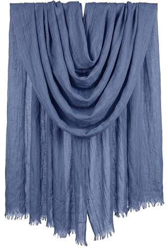 Iristide Women Summer Scarfs Large Long Lightweight Linen Beach Gauze Shawl Wrap 75”×43”,Blue Grey