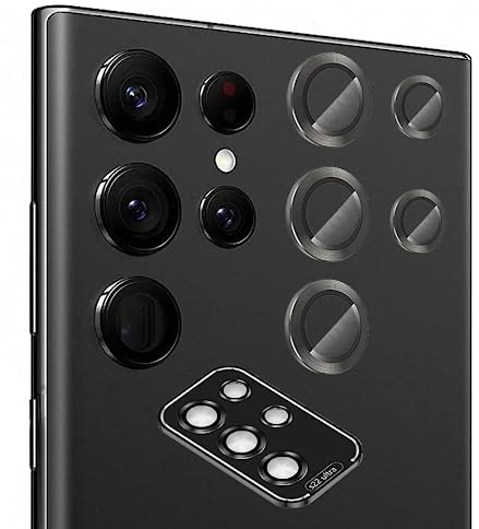 Tzstz【2 piezas – negro para Samsung Galaxy S22 Ultra 5G Cámara protectora, antiarañazos 9H Dureza, para Samsung Galaxy S22 Ultra 5G Cámara Protector – Negro Cámara Trasera Protector