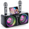 MusyVocay Tragbare Karaoke-System, Vielseitiges 30W PA-Anlage mit 2 Drahtlosen UHF-Mikrofonen und Wiederaufladbaren Steckplätzen, Komplette Karaoke Maschine für Freunde zu Hause, NT001-BLACK-US