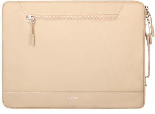 LANDICI 360°Protective Laptop Sleeve Case 13 13.3 Inch for MacBook Air 13 M1/M2/M3, MacBook Pro 13, Ipad Pro 13 2024, Waterproof Slim Computer Bag Cover with Handle, Apricot