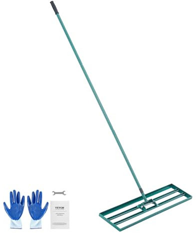 VEVOR Rastrello Livellatore per Prato 914x254 mm Livellatore Manico in Acciaio Piastra di Base da 1981 mm, Rastrello Livellatore per Prato in Lega di Alluminio per Prato Giardino Campo da Golf Erba