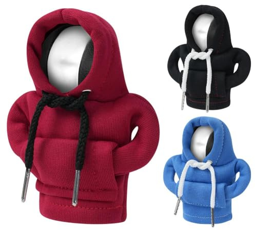 Adiwo Schalthebel Hoodie, 3 Stück Auto Schaltknauf Abdeckung Schaltknauf Abdeckung Auto Schaltknauf Hoodie Schalthebel Schaltknauf überzug für Dekoratives (Schwarz,Rot,Blau)