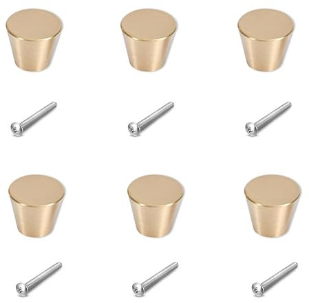 Lot de 12 Boutons de Meuble en Laiton Brossé, Boutons en Laiton Massif Pour Porte D'armoire, Poignées Dorées de Tiroir Boutons Ronds de Meubles avec Vis Pour Placards de Cuisine Commodes Armoires