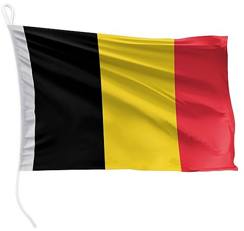 FLAGLY båtflagga Belgien 60 x 40 cm liggande format - 115g/m² tygvikt - tryckt, robust med rep & ögla, båttillbehör motorbåt