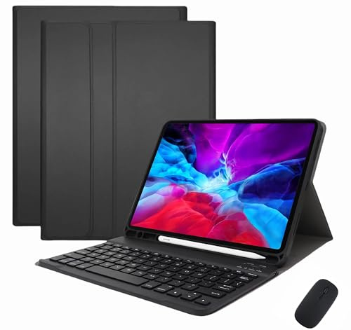 XFTeoux Funda Teclado para iPad Mini 6ª Generación 2021 8.3 Pulgadas con Ratón,Teclado Cuadrado Tijeras Teclado Inalámbrico Funda Desmontable con Soporte para Lápiz para iPad Mini 6,Negro