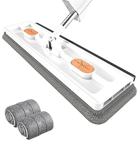 17×5 großes Flachwischer-Set mit 2 Wischpads, 360° drehbarer, verstellbarer Reinigungsmopp, Wischmopp zur Bodenreinigung, Mikrofaser-Mopp mit langem Edelstahlgriff for Haushaltsreinigungswerkzeuge /9