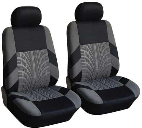 YOUCAI 1 Stück Sitzbezug Auto Vordersitze, 2 Stück Schonbezug Autositz Vorne, Sitzbezügesets Autositzbezüge Set für 5 Sitzer Universelle Auto Sitzbezüge Kompletter Satz Grau 2 Sitzer