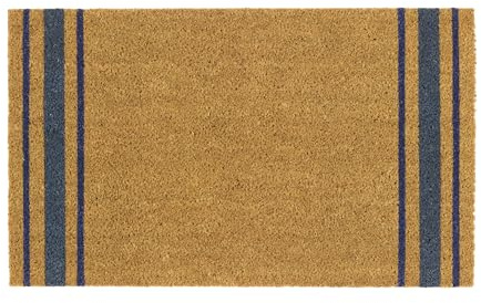 My Mat Printed Coir Doormat, Perfect for Indoor and Outdoor Use, Large Welcome Mat for Front Door, Entryway and Patio (Navy Border Stripe)