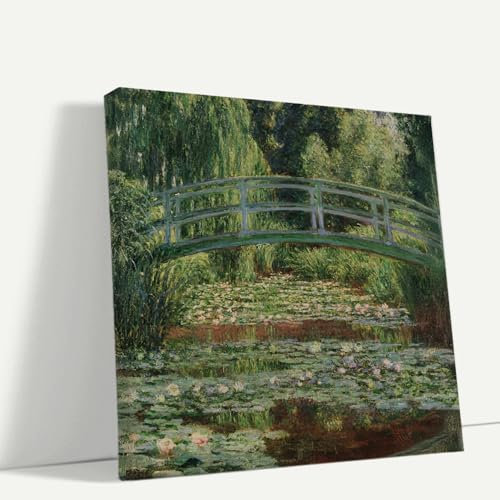 Akinda Art Gallery - Bild mit Rahmen 40 x 40 cm - Der Teich der Seerosen - Claude Monet - Impressionismus - Bild Schlafzimmer - Seerosen - Geschenkidee für Wohnkultur