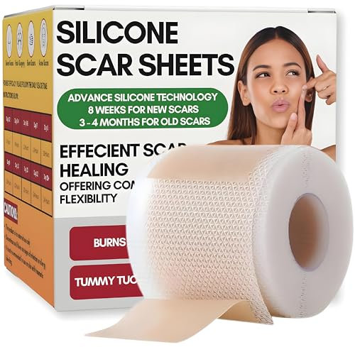 Silicone Scar Tape for Surgical Scars, Silicone Scar Sheets for C-Section, Tummy Tuck, Keloid and Surgical Scars, Face Tape, Medical Grade Scar Tape by Hydro. (1.6'' x 60''Roll-1.5M)