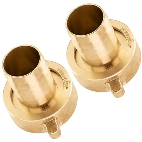 Poppstar 2x Conector de manguera rosca interior 1 1/4 de pulgada de latón (incluye tuerca de unión con junta plana) para boquilla de manguera de 1 pulgada (25 mm)