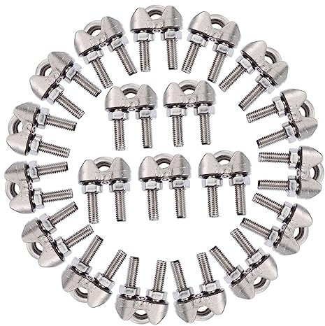 HOUDERCO 20Stücke Kabelklemmen Drahtseilclip für Außenanwendungen Korrosionsbeständig für Terrassenmöbel und Beleuchtung