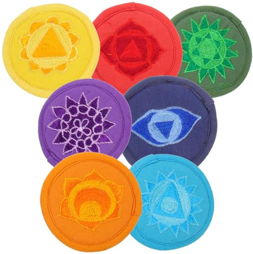 FRCOLOR Bestickter Klangschalenkissen mit Dekorativem Buddhistischem Design aus Polyester 7 Stück für Yoga Klassen und Klangschalen Meditation