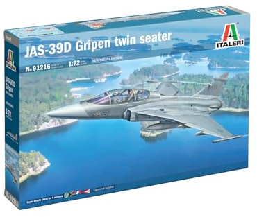 Italeri 91216 1:72 JAS-39D Gripen Doppelsitzer - Modellbau, Bausatz, Standmodellbau, Basteln, Hobby, Kleben, Plastikbausatz, 1:72, Flugzeug Bausatz