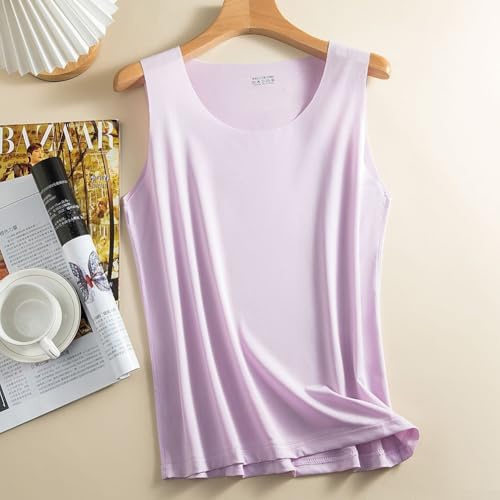 Canotta casual da donna senza tracce in seta ghiacciata, perfetta per sport con clima caldo (4XL viola)