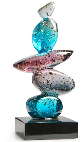 FJSPERM Escultura de piedra simulada decoración para sala de estar, Esculturas modernas de piedra de resina para decoraciones de mesa de café, resina sintética transparente de colores, regalos para