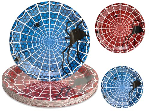 PCLMLES Spider Web Paper Plates Party Supplies - 25 pk 7 and 9 Spider Dessert Plates for Picnic Wedding Baby Shower Kid First Birthday Party Decorations