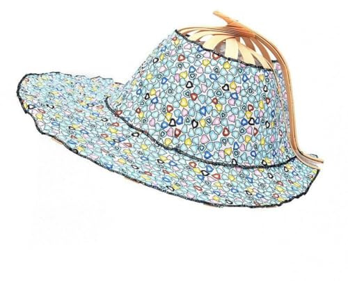 TMTGTS Sombrero plegable para el sol, diseño floral, abanico, sombrero de playa, sombrero de verano, sombrero de sol, abanico plegable, sombrero de arbusto, sombrero de exterior, sombrero de
