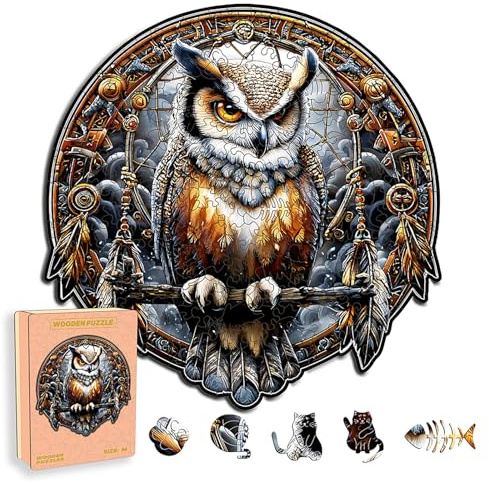 Holzpuzzle Erwachsene, einzigartiges Holz Puzzle, Tiere Holzpuzzle Eule