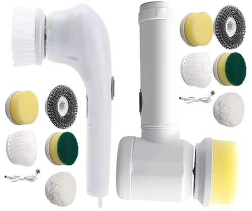 Brosse à récurer électrique – Ensemble de brosses sans fil pour le nettoyage domestique, fournitures de nettoyage sans fil pour sols, vaisselle, cuisine, surfaces en verre et salle de bain | Puissante