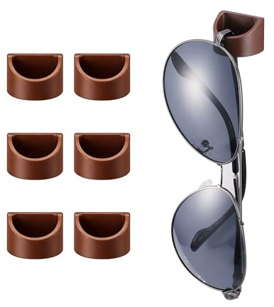 Omnful Sunglass Organizer, 6 Pack Eyeglass & Glasses Holder for Eyewear, Sunglasses, Reading Glasses. Sunglasses Holder for Home, Office, Car, Driver, Workshop. Glasses Accessories&Organizer(Brown)
