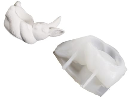 MINGLEA Easter Rabbit Shape Silicone Candle Holder Molds Multipurpose Silicone Mould for Resin Casting Candle Cup Flowerpot