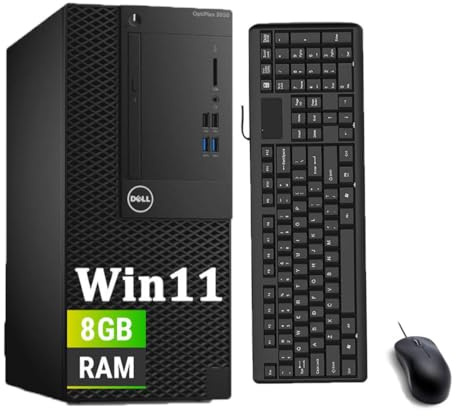 Dell OptiPlex 3050 Mini Tower PC Desktop Computer, Intel Core i5-7500, 8GB RAM, SSD 256 GB, Teclado QWERTY, ratón, USB WiFi, Windows 11 Pro (reacondicionado)