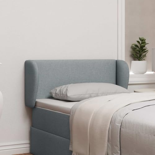zylophax Kopfteil Ohr Hellgrau Stoff 40 x 23 x 6 cm modernes Betthaupt mit Schaumstoffpolsterung, Wandkissen für Schlafzimmer, Polsterung und Dekoration, leichte Montage, komfortable Rückenlehne