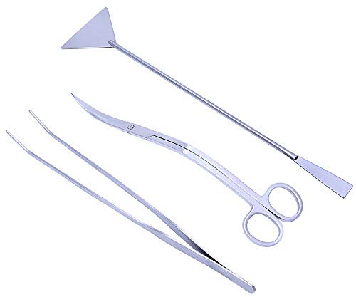 LissomPlume 3 Stück Aquarium Werkzeuge Fisch Tank Kit Aquascaping Set Edelstahl für Fisch Tank Pflanzen Schere Pinzette - 27cm
