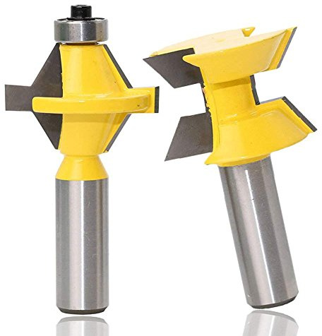 Bestgle 2 Stück 120 Grad Matched Nutnut Fräser Bit Set mit Kantenbändern Holzbearbeitung Nut Cutter Werkzeug 1/2 Zoll Schaft