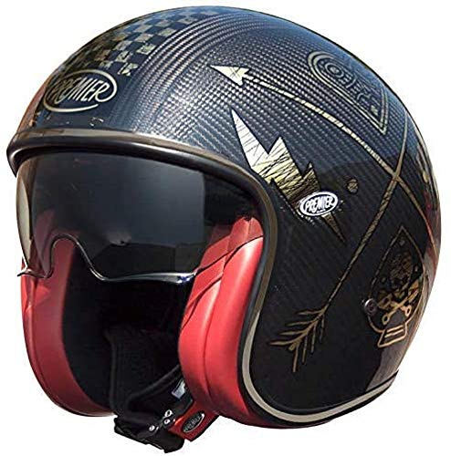 Premier Helm Vintage Carbon NX Gold Chromed,SCHWARZ/Gold Chrom,S, Vintage EVO