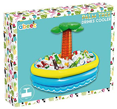 abeec Inflatable Palm Tree Drinks Cooler | 60cm Tall Tropical Beverage Holder | Garden Party Drinks Chiller | Hawaiian Party Beer Bucket | Blow-Up Ice Bucket for Beach, BBQ & Poolside Use