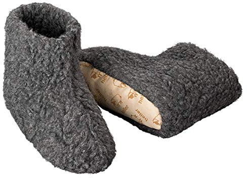 Giwi Style 100% Reine Schafwolle Hausschuhe Wollhausschuhe Hüttenschuhe Stiefel (Gr. 36-47) Damen Herren - Graphit/Schwarz (38/39, Graphit)