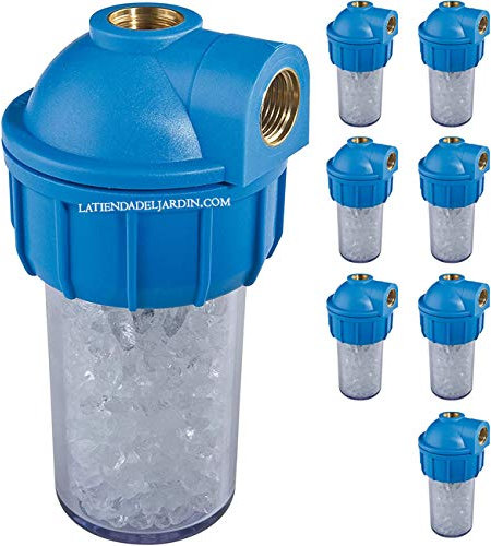 Confezione da 8 filtri anticalcare e caldaie da 1/2 con contenitore e filtro in polifosfati, elimina la capacità incrostante del calcare.