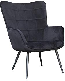 byLIVING Sessel UTA, Samtstoff schwarz, Gestell schwarz, Relaxsessel | Armlehnsessel, B 72, H 97, T 80 cm
