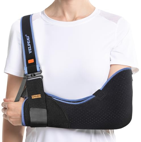 Velpeau Arm Sling Shoulder Immobilizer for Women and Men, fit Left or Right Arm - Rotator Cuff Support Brace - Medical Sling for Shoulder, Clavicle, Elbow Injury (Comfort type, Small: Bust 24″-29.5″)