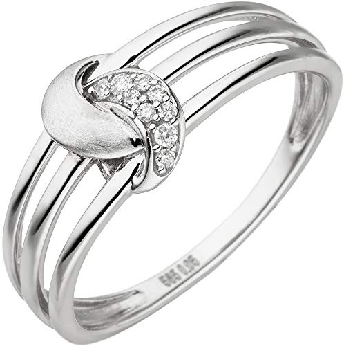 Jobo Damen-Ring aus 14 Karat 585 Weißgold mit 9 Diamanten Größe 56