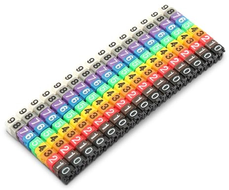 Marcador de cable, número digital Etiqueta de número de cable de tubo Marcador de cable de tubo colorido para identificar el cable fácilmente(150 piezas KCM-1,5 MM 1,5 cuadrados)