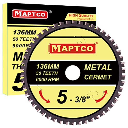 MAPTCO, 136x20 50T Sägeblatt für Metall, Kreissägeblatt, Metallkreissägeblatt mit Cermet-Spitze, Aufnahme 20mm, für Akku-Kreissäge.