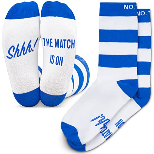 Football Fan Lounge Socks - Great Gift For Football Fans - 'Shhh! The Match Is On' (White/Royal Blue)