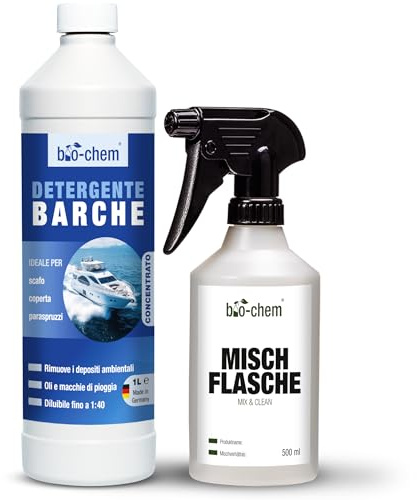 bio-chem Bootsreiniger Konzentrat - 1 Liter + Mischflasche - Schiffsrumpfreiniger Schlauchboot-Reiniger Wasserpass-Reiniger für Boot, Schiff, Yacht, Kajak