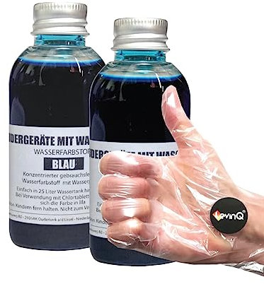 LevinQ Rudergerät Tankwasserfarbe Jahrespackung Blau 2 x 55ml mit Handschuhe um Flecken ihre Haut zu verhindern fur Wasserrudergerätetanks wie EIN Water Rower.