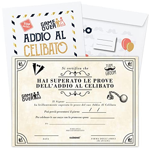 KAÏDENSÏ Addio al Celibato Gadget Sposo - Pergamena Hai Superato le Prove - Certificato Team Groom
