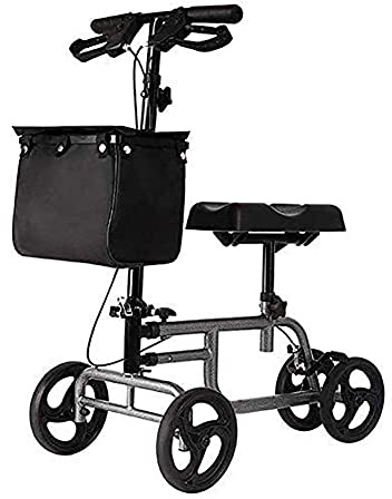 HODAGES per Anziani Rollator Rollator Pieghevole con Doppio Sistema di Freno, ausili per la deambulazione del Ginocchio per Interni ed Esterni Regolabili in Altezza con Ruote