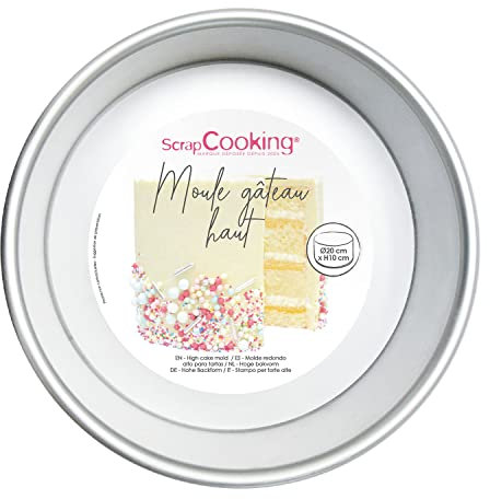 ScrapCooking 1891 - Molde redondo para tartas (20 cm de diámetro, molde de aluminio con bordes altos, molde de capa de cake, panettone, bizcocho, Molly Cake, Brioche – Pastelería profesional – De