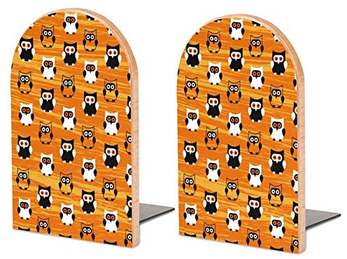 Packung Mit 2 Buchstützen Eulen Muster Rutschfester Bücherständer Aus Holz Bücherregal Bücherhalter Für Home Desk Office Library