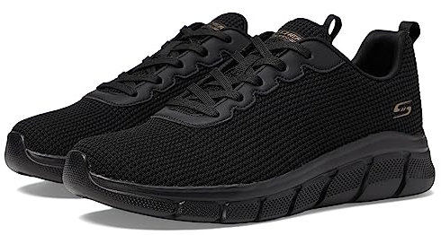Skechers Bobs Sport Women's Sneakers – Visionary Essence Lace-up, Vegan & Washable, B Flex Essenza VISIONARIA Donna, Black Knit, 39 EU