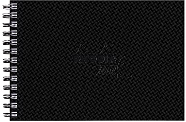 Rhodia 116144C - Rhodia Touch Spiralalbum Watercolor Book, Doppelspirale, feinkörniges Papier aus 100% Baumwolle 300g, 20 Blatt, A6 Querformat, ideal für Aquarell, Schwarz, 1 Stück