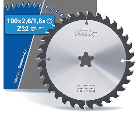 blueline Kreissägeblatt | 190xFastFix Z32 Wechselzahn, Hartmetall | mittel-feiner Schnitt | für Holz, Holzwerkstoff (auch beschichtet), Kunststoff | auf Unterflurzugsäge, Tischkreissäge - für Festool