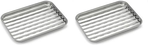 barbecook Wiederverwendbare Grillschale aus Edelstahl, smoker und gasgrill zubehör, rechteckig 34.5x24x3cm (Packung mit 2)